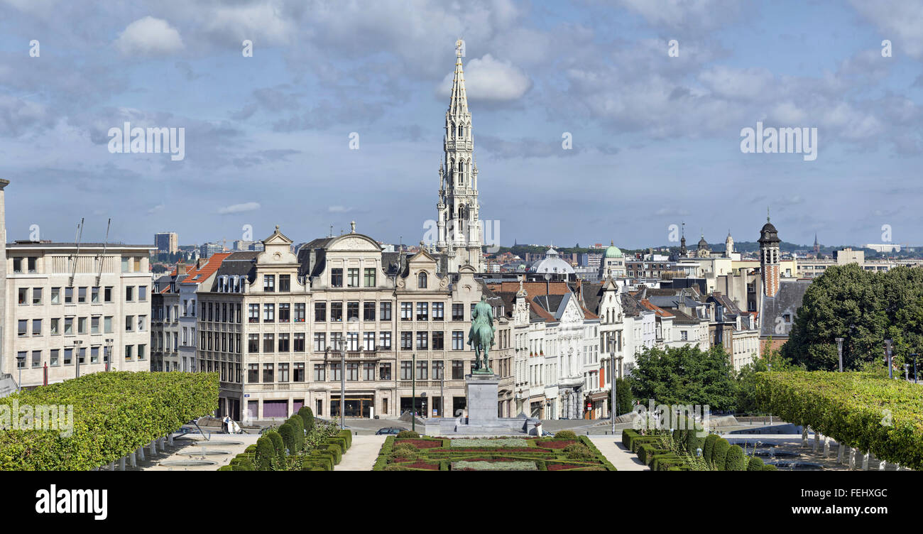 Morgen-Panorama von Brüssel Mont des Arts Stockfoto