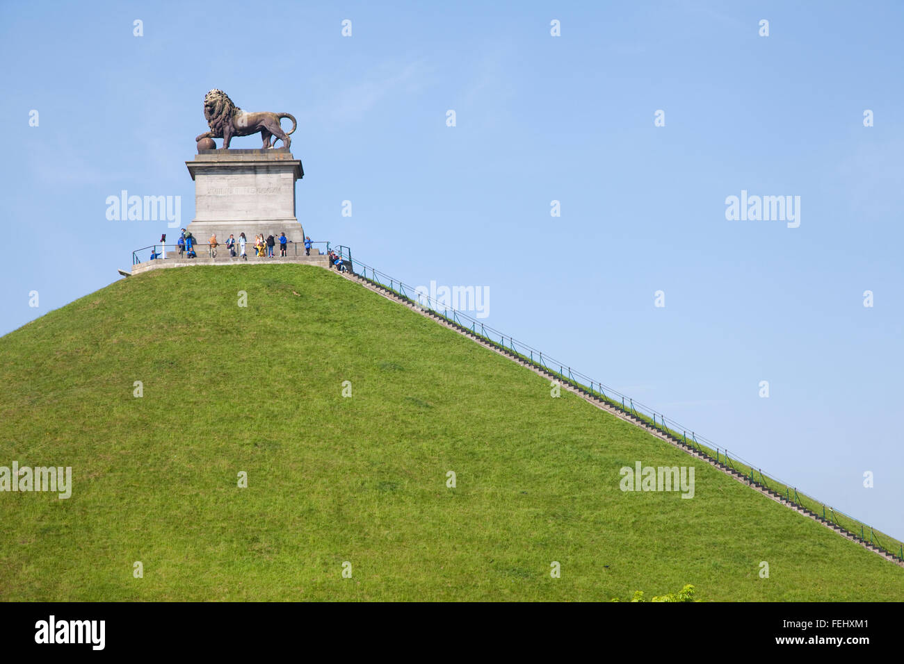 Der Löwe von Waterloo, die künstlichen Hügel Symbol des englischen Sieges gegen die Armee des französischen Kaisers Napoleon Stockfoto