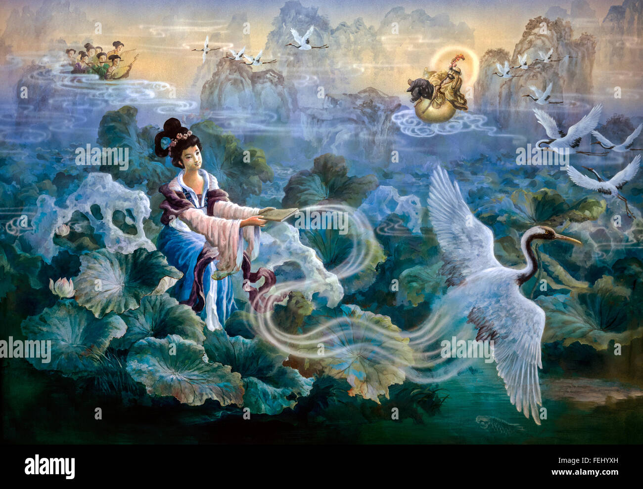 Chinesische Malerei Wandkunst surreal Stockfoto
