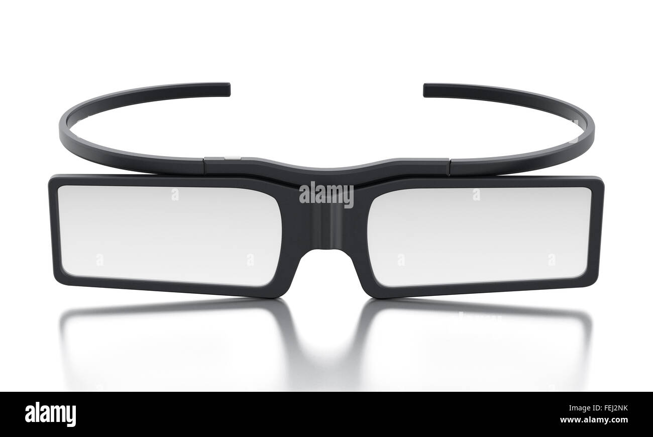 3D Brille isoliert auf weißem Hintergrund mit Reflexion Stockfoto