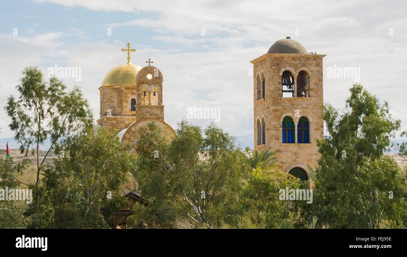 Al-Maghtas in Jordanien (mit Kirche) am Ort der Taufe Jesu, 21. Februar 2015 Stockfoto