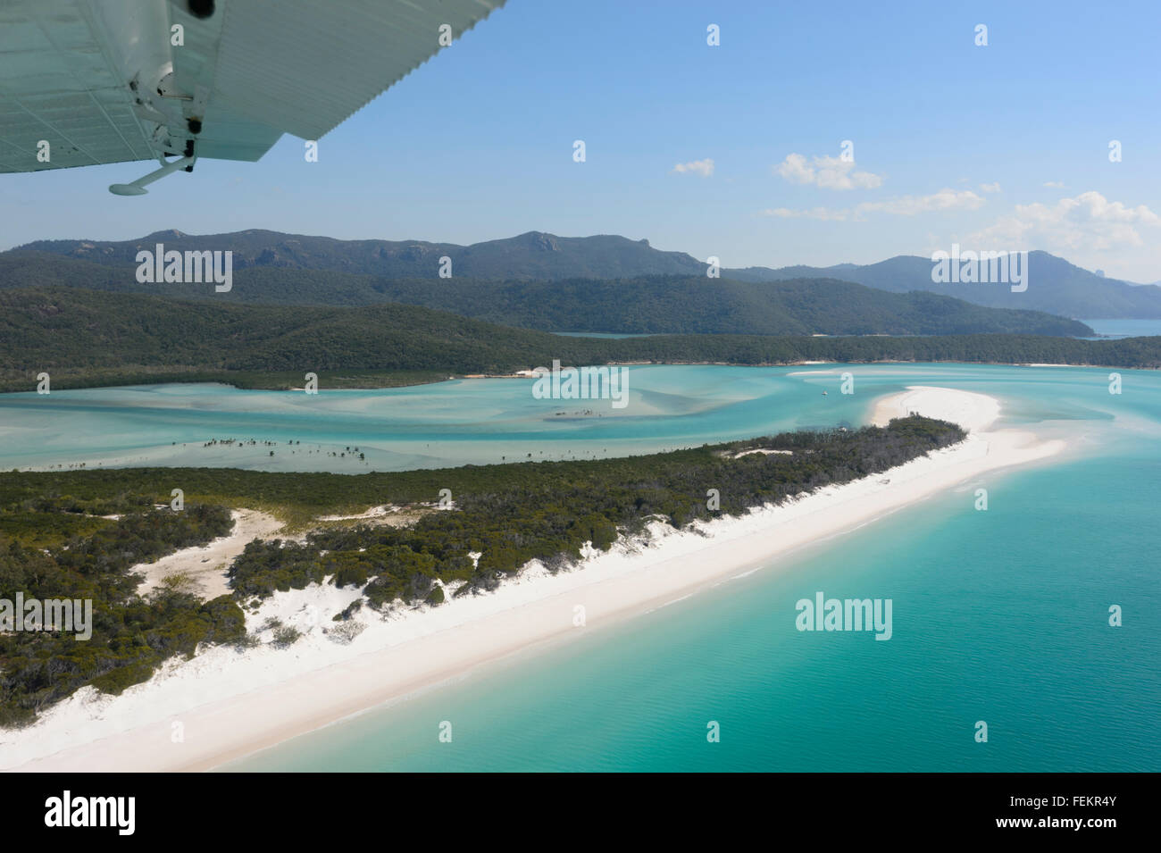 Luftbild von Hill Inlet und Whitehaven Beach, Whitsunday Islands, Queensland, Australien Stockfoto