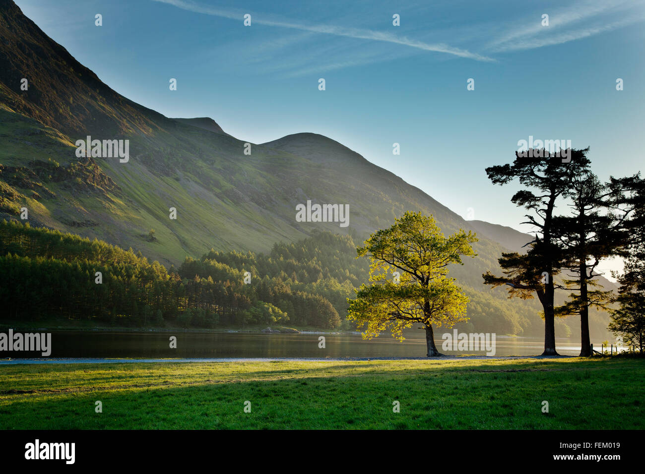 Ein Sumer-Abend in Buttermere-See in cumbria Stockfoto