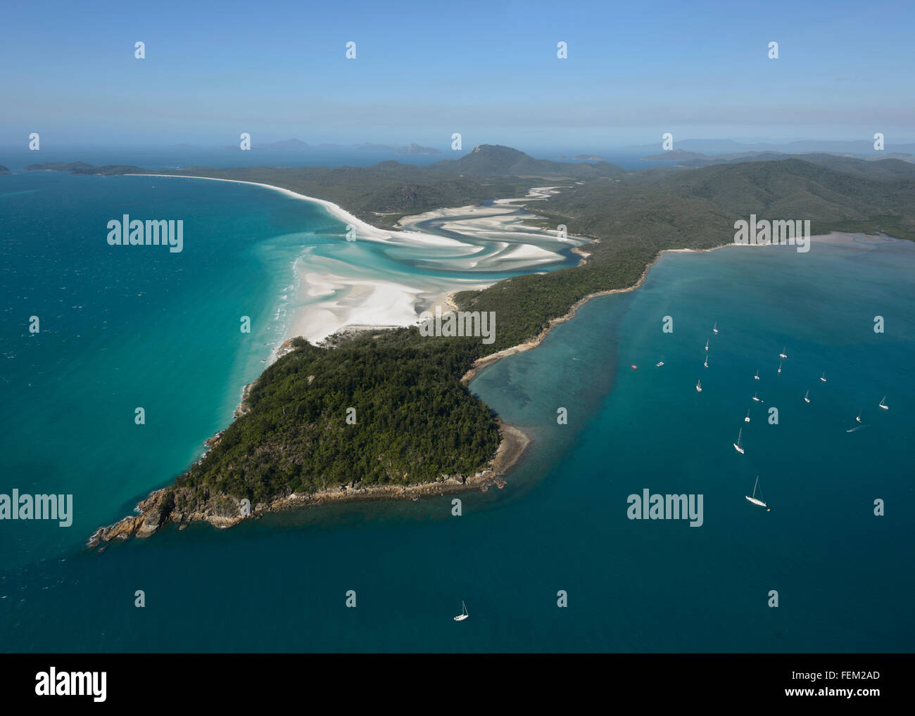 Luftaufnahme von Hill Inlet, Whitsunday Islands, Far North Queensland, FNQ, QLD, Australien Stockfoto