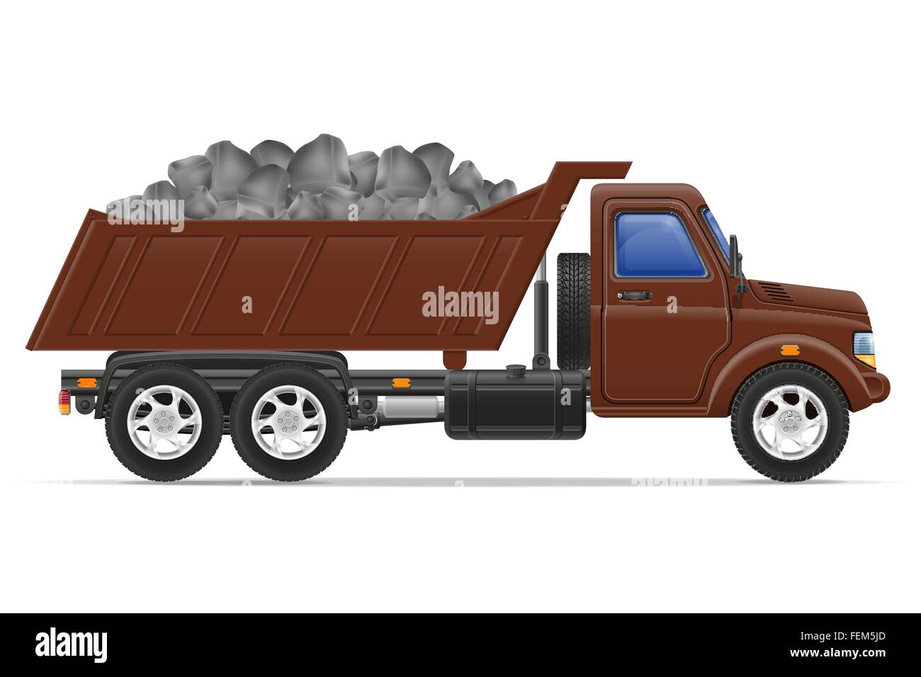 LKW Anlieferung und den Transport von Materialien Baukonzept Vektor-Illustration isoliert auf weißem Hintergrund Stock Vektor