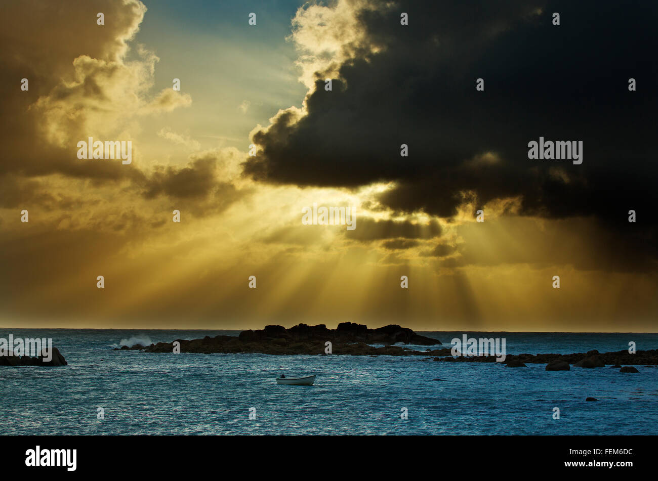 Sonnenaufgang auf die Isles of Scilly Stockfoto