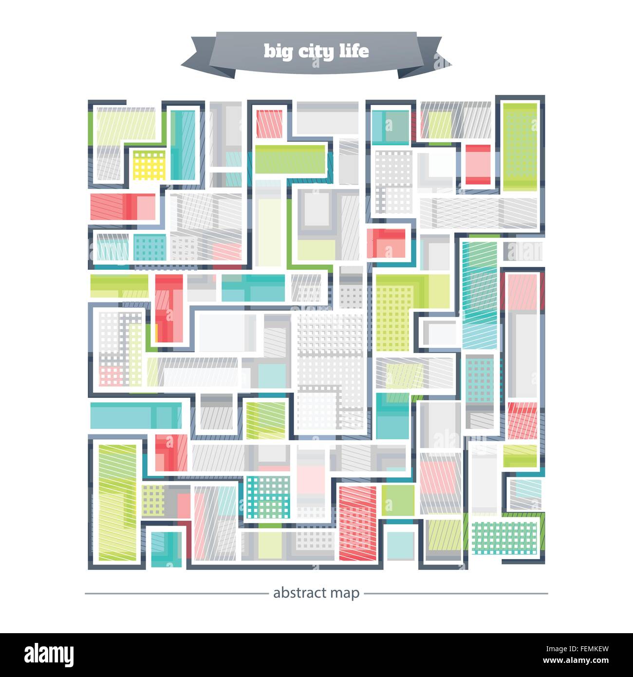 neue, abstrakte Stadtplan. Vektor-urbanen Hintergrund. Ansicht von Gebäuden und Straßen von oben. geometrischen Hintergrundbild Stock Vektor