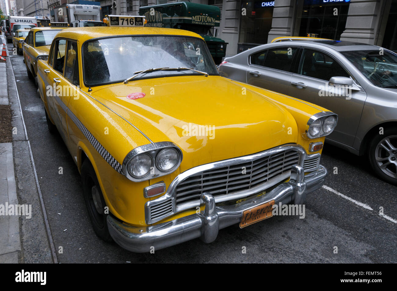 Kultige Vintage gelb Checker Cab, Manhattan, New York City, USA Stockfoto