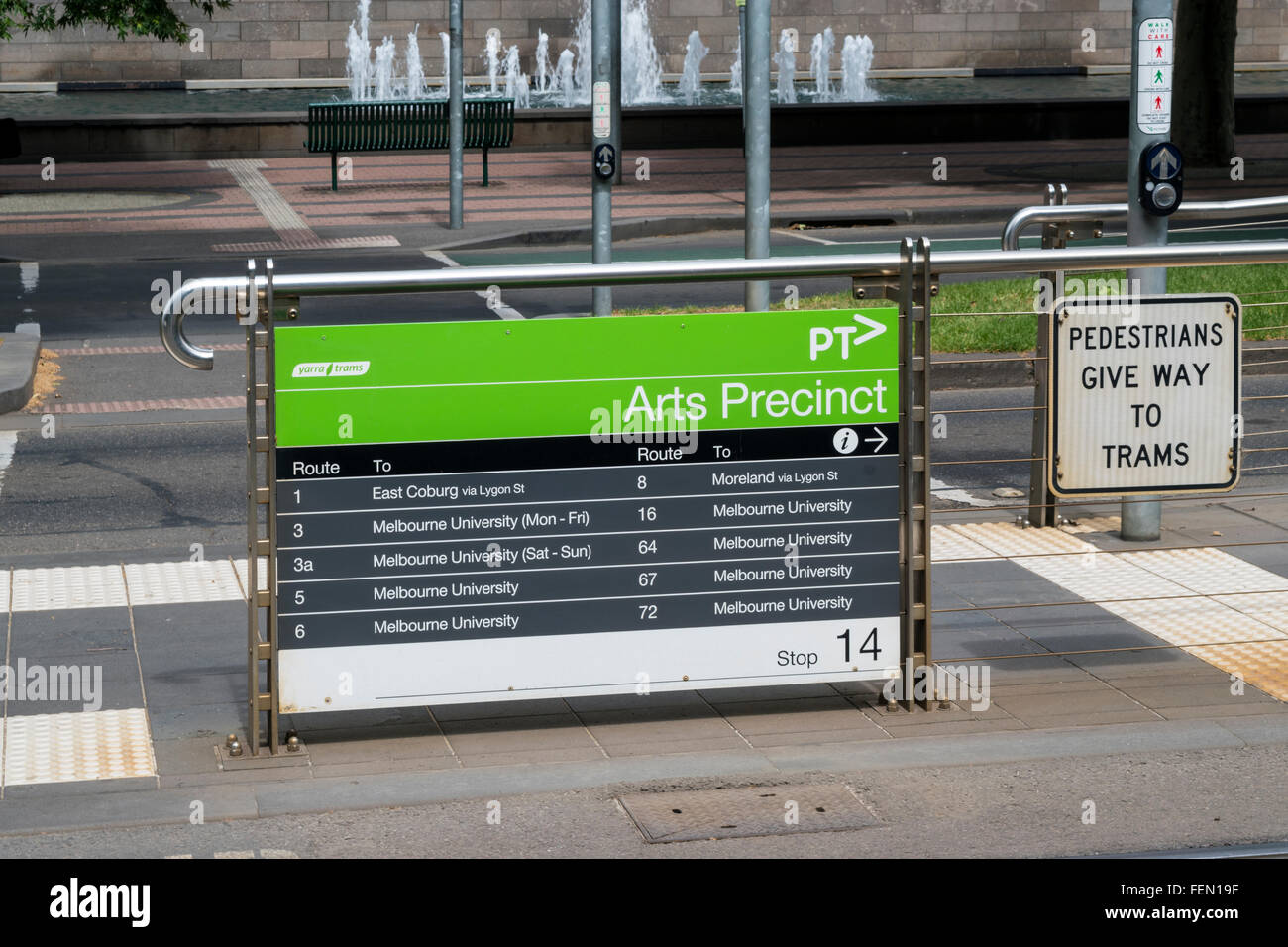 Straßenbahn-Hinweisschild, Melbourne, Australien Stockfoto