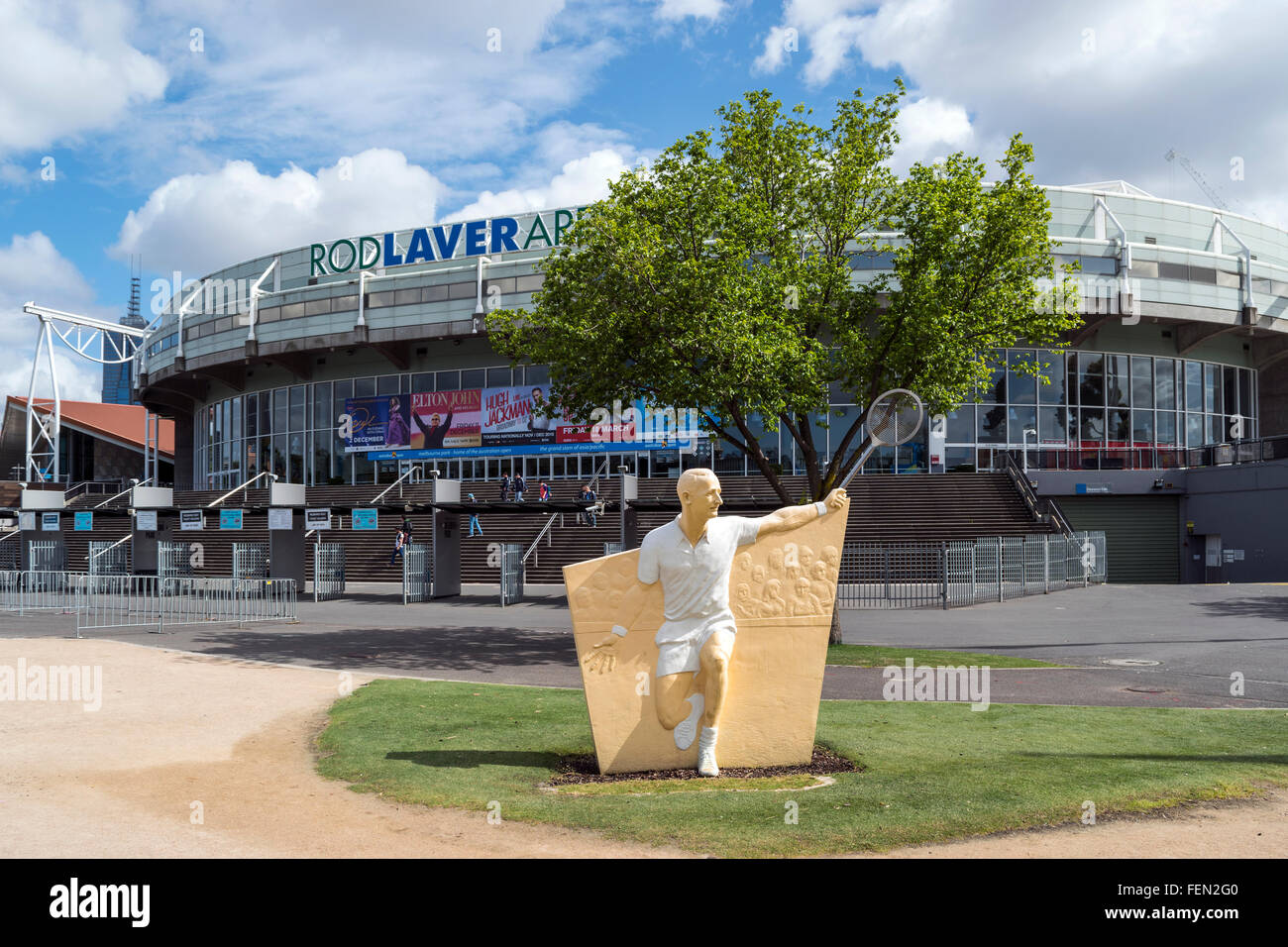 Rod Laver Arena und Skulptur, Melbourne, Australien Stockfoto