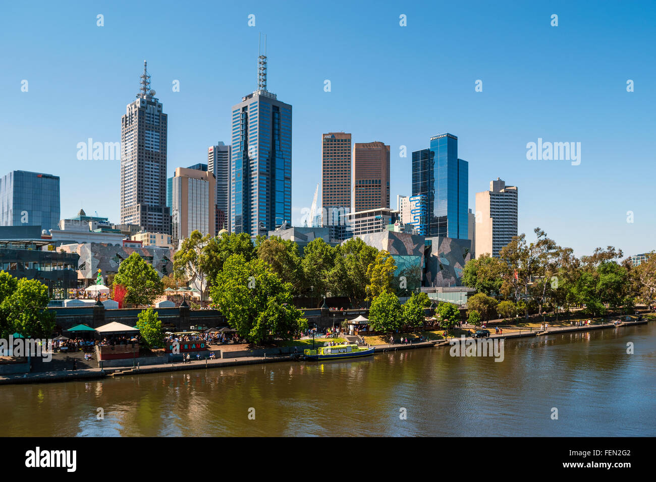 Skyline von Melbourne und Yarra River, Australien Stockfoto