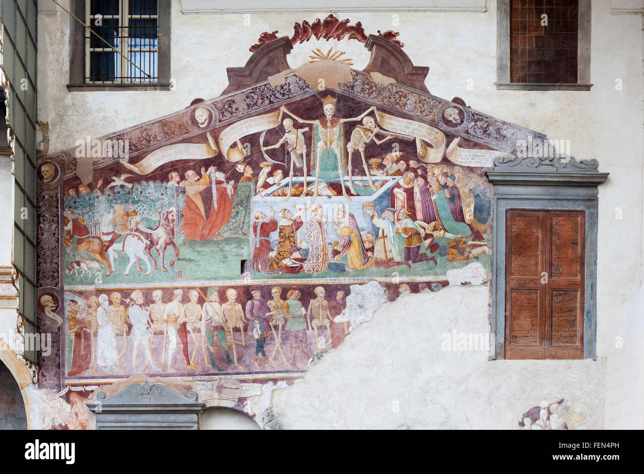 Il Trionfo della Morte (Triumph des Todes) Fresko, Oratorio dei Disciplini, Clusone, Italien Stockfoto