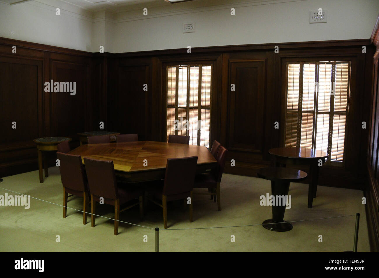 Im Old Parliament House in Canberra, jetzt das Museum der australischen Demokratie; Eingerichtet. Stockfoto