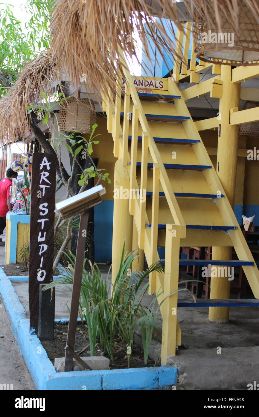 Kunstatelier auf Gili Trawangan Stockfoto