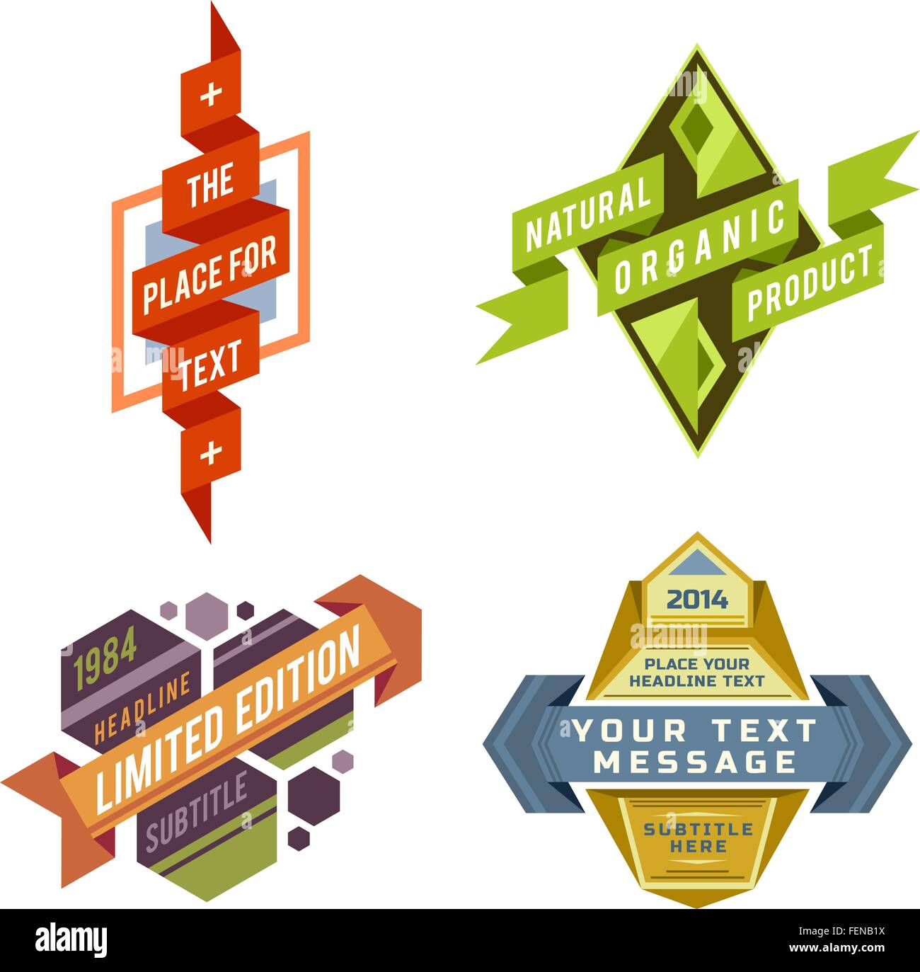 Reihe von verschiedenen Vektor Design Retro-Logo Band Farbetiketten und futuristischen Stil Abzeichen Banner Stock Vektor