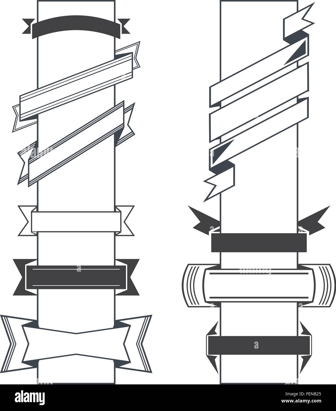 Reihe von verschiedenen Vektor schwarzen Design Retro-Bänder und Vintage-Stil-Banner Stock Vektor