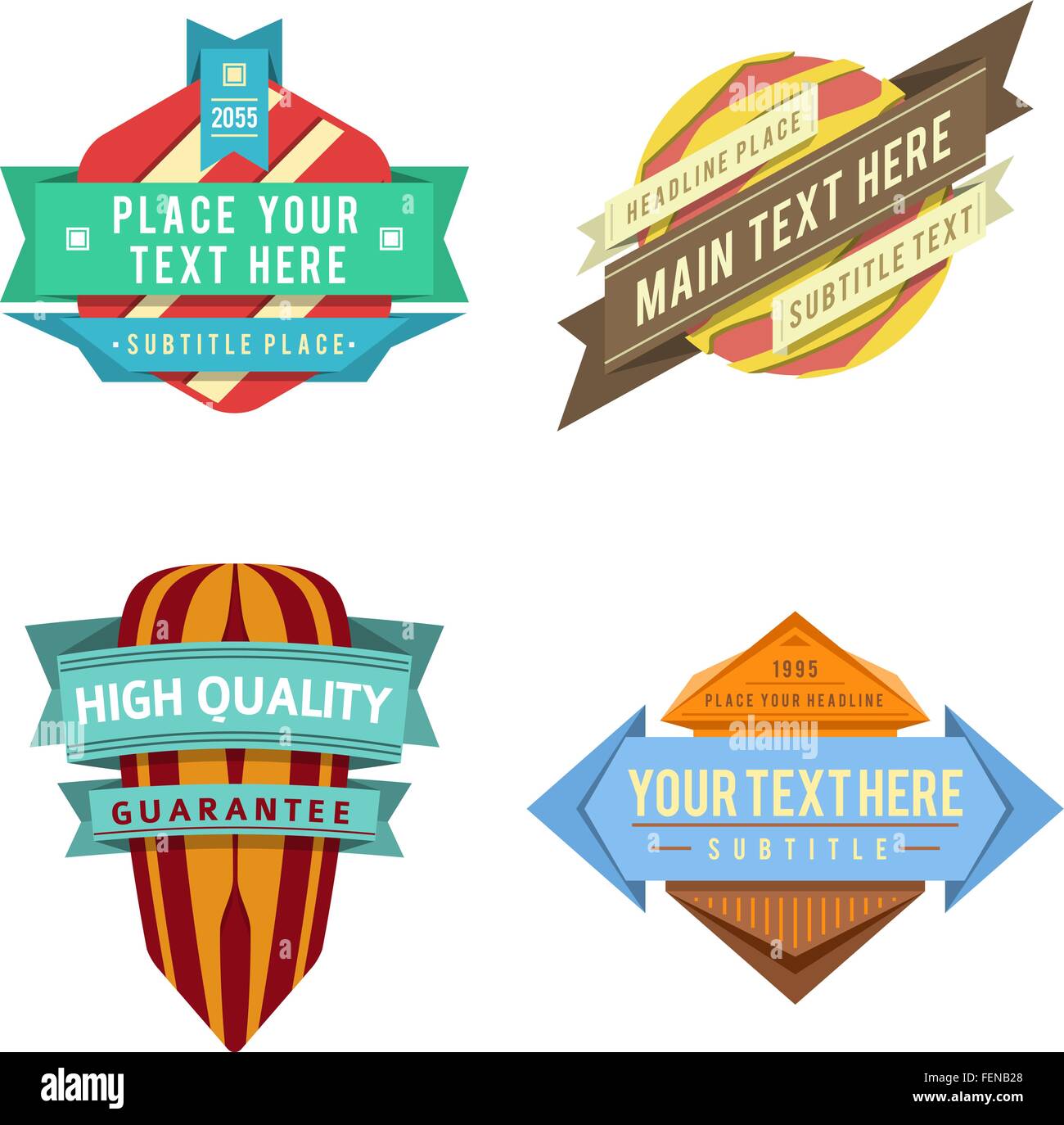 Reihe von verschiedenen Vektor Design Retro-Logo Band Farbetiketten und futuristischen Stil Abzeichen Banner Stock Vektor