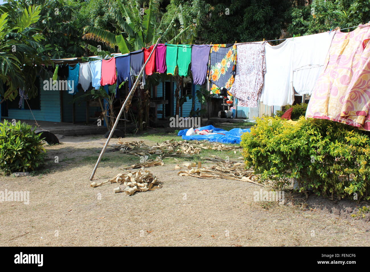 Wäscherei in Fidschi aufgehängt Stockfoto