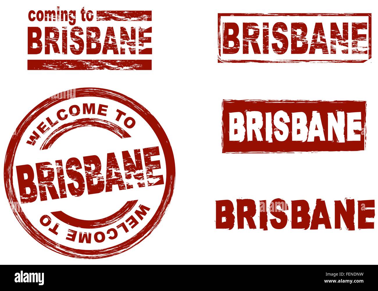 Stilisierte Tinte Marken zeigen die Stadt Brisbane Stock Vektor