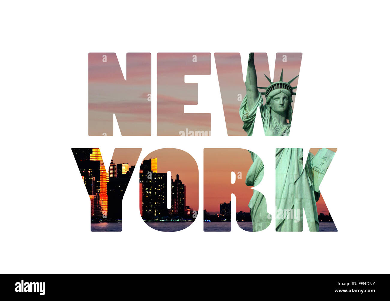 New York City Name - USA Reisen Reiseziel Zeichen auf weißem Hintergrund. Stockfoto