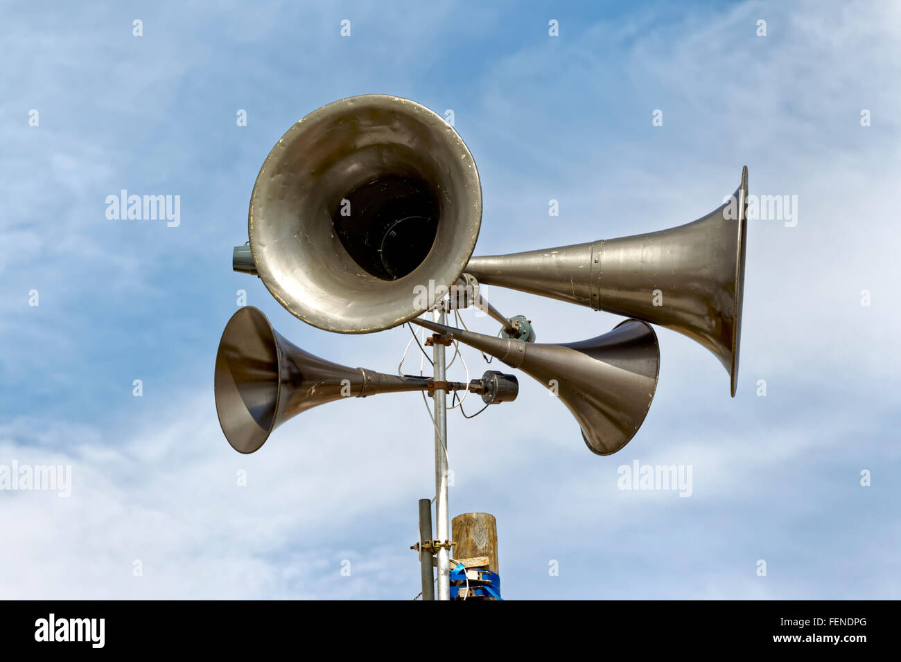 Verstärkeranlage Lautsprecher an die Great Dorset Steam Fair, Tarrant Hinton, Blandford, Dorset, Vereinigtes Königreich, 2012. Stockfoto