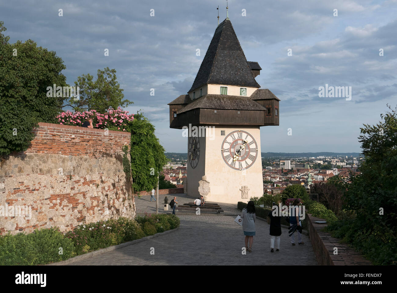 Uhrturm, Schlossberg, UNESCO-Weltkulturerbe Stadt Graz - Altstadt, Steiermark, Austria Stockfoto
