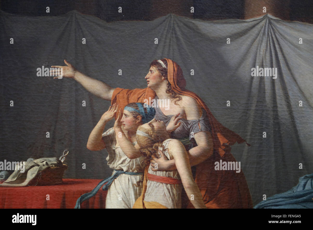 Die Liktoren bringen Brutus die Leichen seiner Söhne, 1789. Von Jacques-Louis David. Detail der Mutter und ihre Töchter. Louvre. Stockfoto