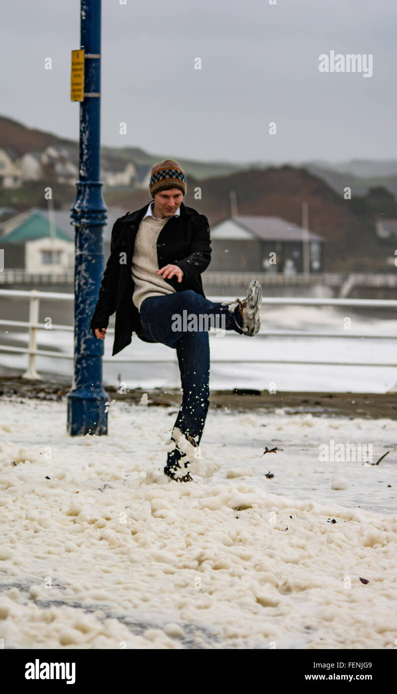 Die stürme Aberystwyth Feb 2016 Stockfoto