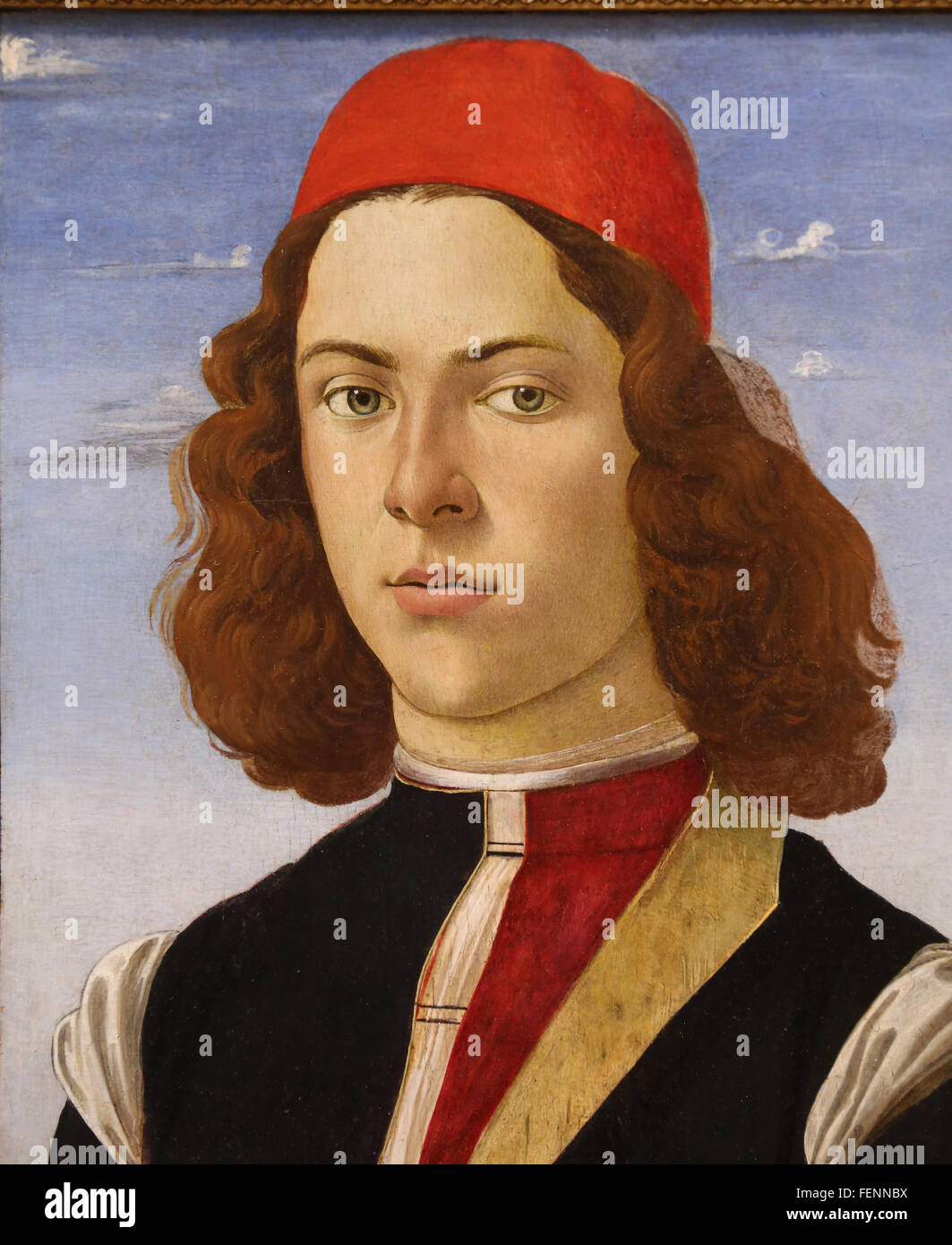 Porträt eines jungen Mannes, 1475. Von Sandro Botticelli (1445-1510). Italienische Schule. Öl auf Leinwand. Louvre-Museum. Paris. Frankreich. Stockfoto