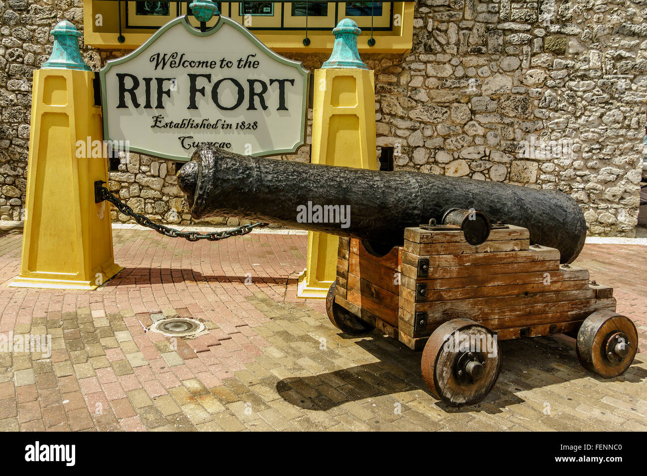 Kanone auf der Rif Fort Willemstad Curacao Stockfoto