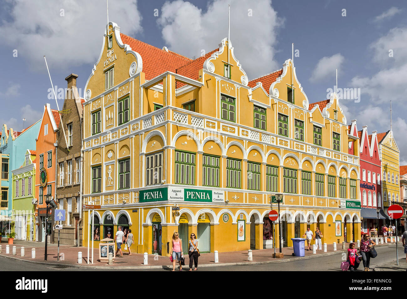Farbenfrohen Gebäuden Curacao Niederländische Antillen Stockfoto