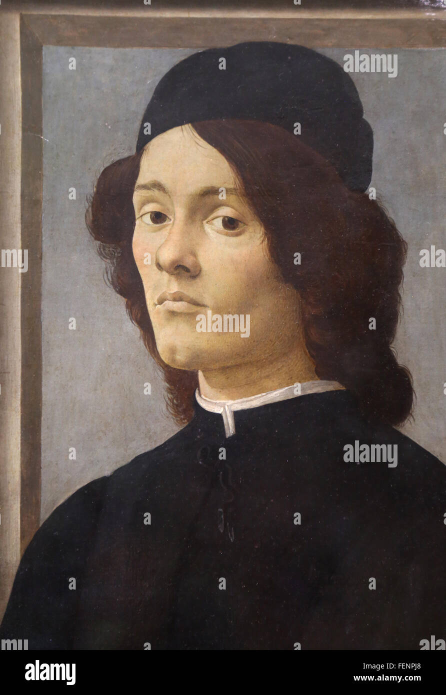 Junger Mann, 1475-1500, von Sandro Botticelli (1445-1510). Italienischen Renaissance. Louvre-Museum. Paris. Frankreich. Stockfoto
