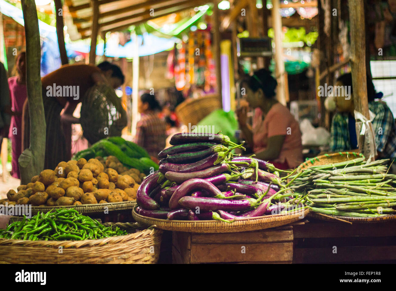 Nyaung U-Markt. Bagan. Myanmar. Stockfoto