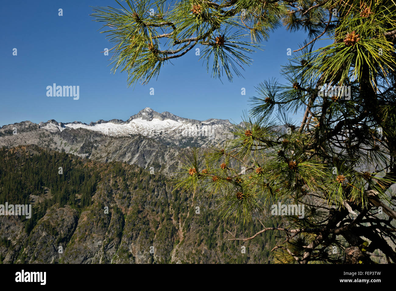 Kalifornien - Thompson Peak von Caribou Lakes Trail in der Trinity Alpen Wildnis des Shasta-Dreiheit National Forest. Stockfoto