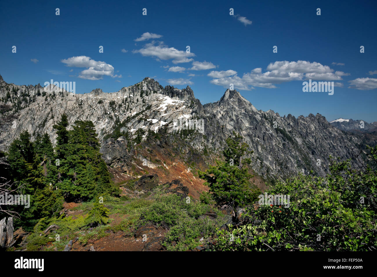 Kalifornien - Sägezahn Ridge vom Gipfel des Karibus Scramble im Trinity Alpen Wildnis der Shasta-Dreiheit National Forest Stockfoto
