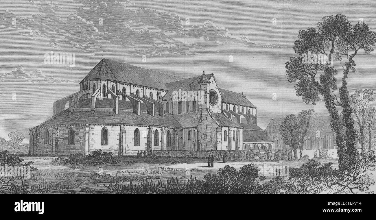 Frankreich-Abtei Kirche Pontigny 1874. Illustrierte London News Stockfoto