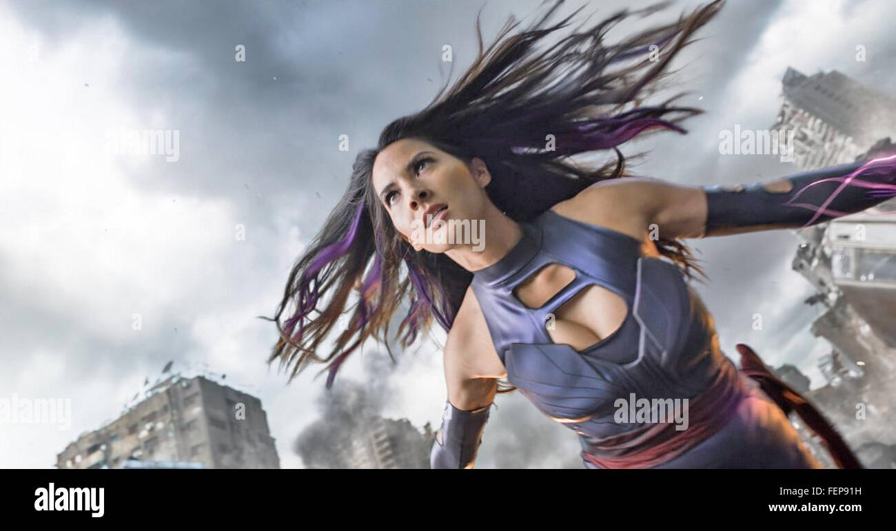 X-MEN: Apokalypse 2016 des zwanzigsten Jahrhunderts Fox/Marvel Films Produktion mit Olivia Munn Stockfoto