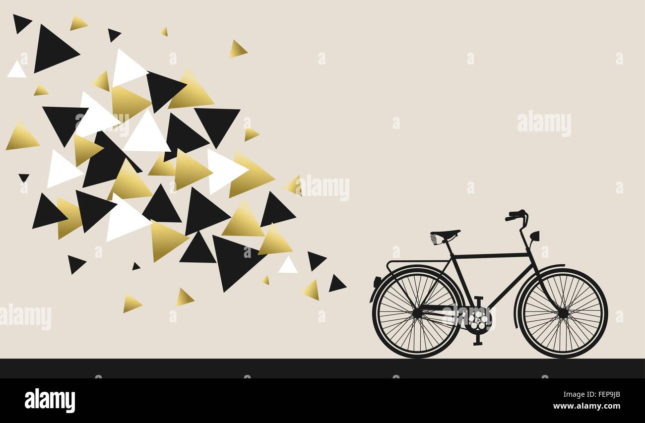 Moderne Fahrrad-Konzept, Fahrrad-Silhouette mit Geometrie Formen abstrakte Design in schwarz und gold Farben. EPS10 Vektor. Stock Vektor