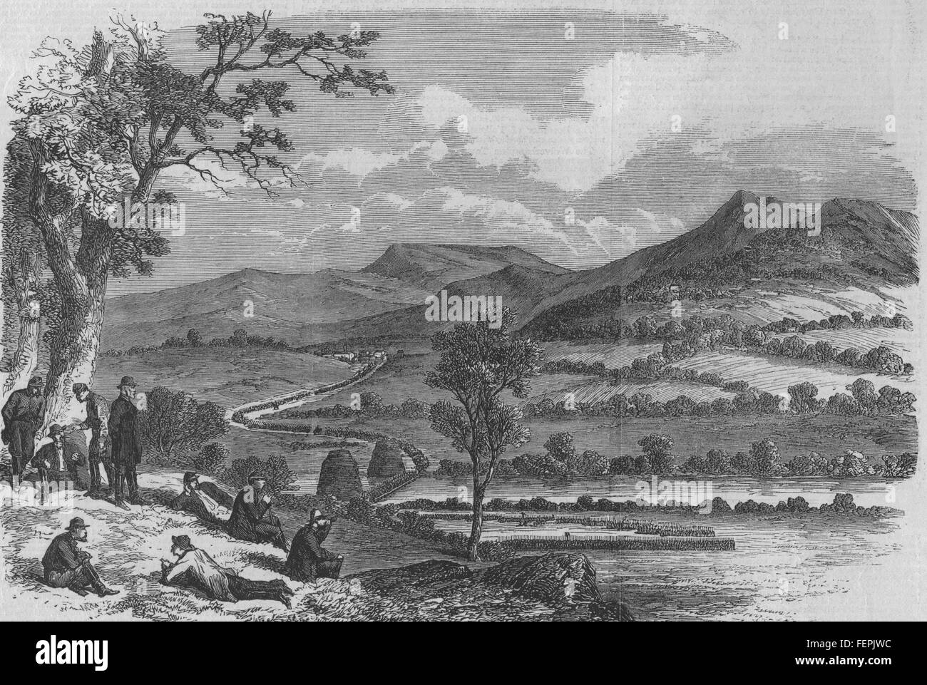 VIRGINIA Bürgerkrieg Gen.Early Verstärkungen Front Royal, Shenandoah Fluß 1864. Illustrierte London News Stockfoto