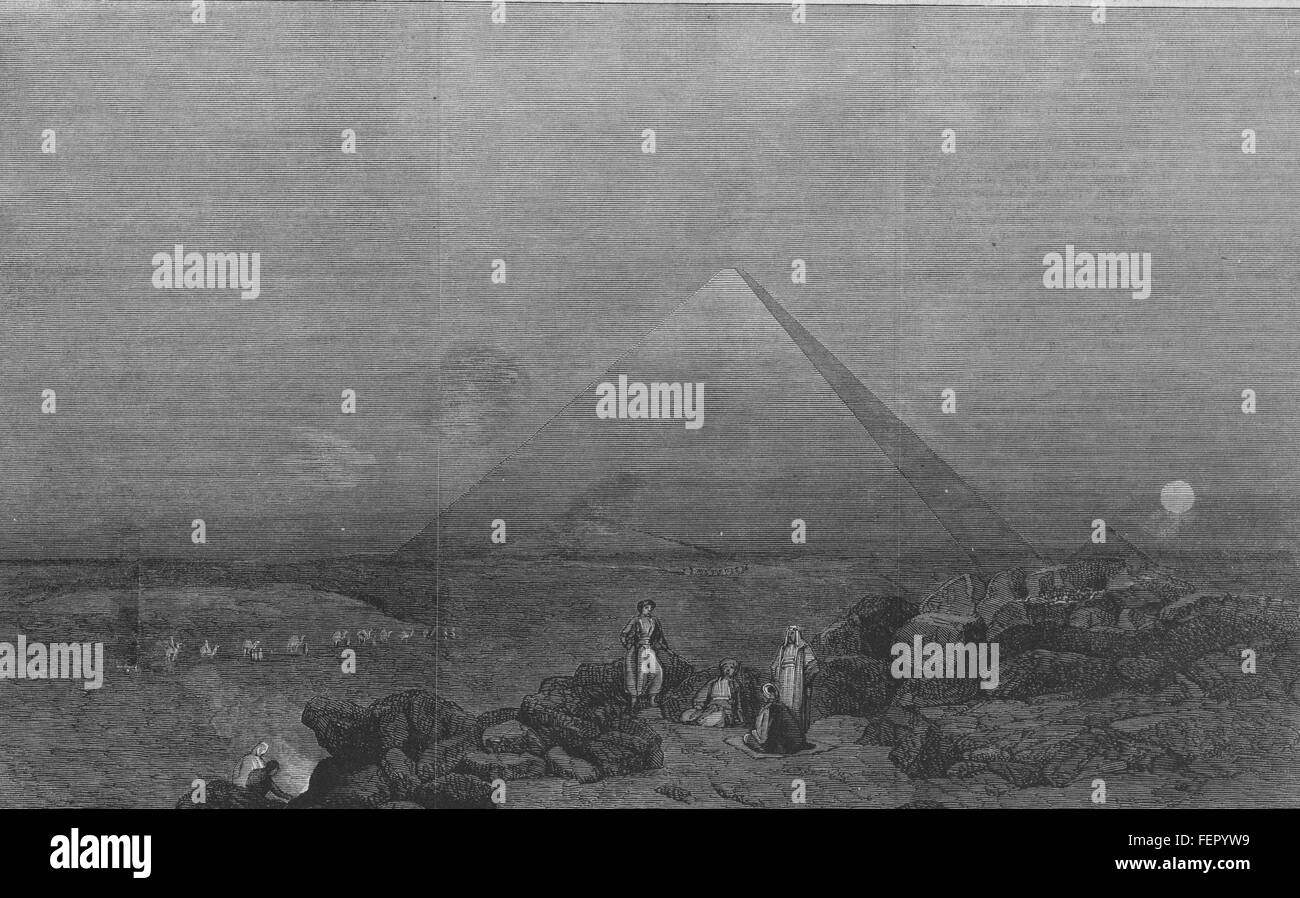 Die Cheops-Pyramide von Ägypten nach Sonnenuntergang-von Henry Warren 1859. Illustrierte London News Stockfoto