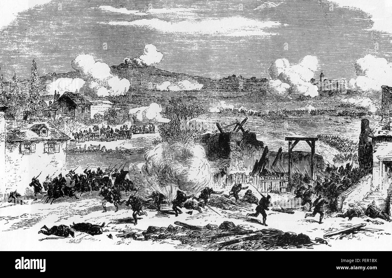 FRANCO-PREUSSISCHER Krieg 1870-1871 Fighting in Villejuif als Teil der Verteidigung von Paris Stockfoto