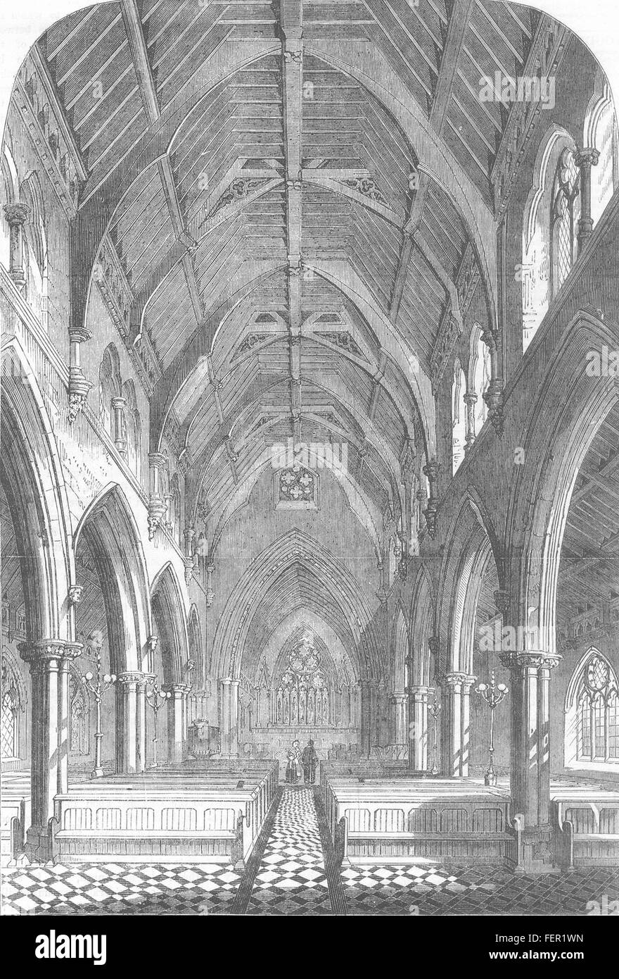 BEDFORDSHIRE neue Kirche St. Matthäus, Bedford Neustadt 1856. Illustrierte London News Stockfoto