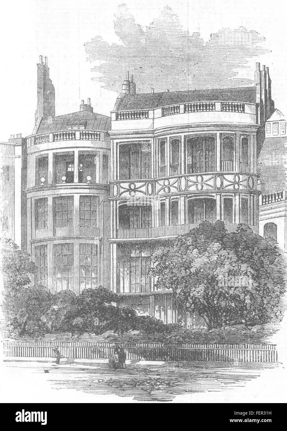Londoner Residenz von der späten Mr. Rogers, 22, St. James Place-Park vor 1855. Illustrierte London News Stockfoto