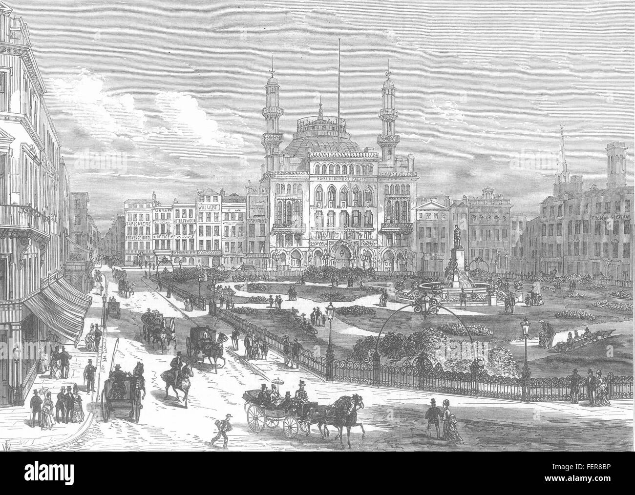 Neue LONDON Garten in Leicester Square 1874. Illustrierte London News Stockfoto