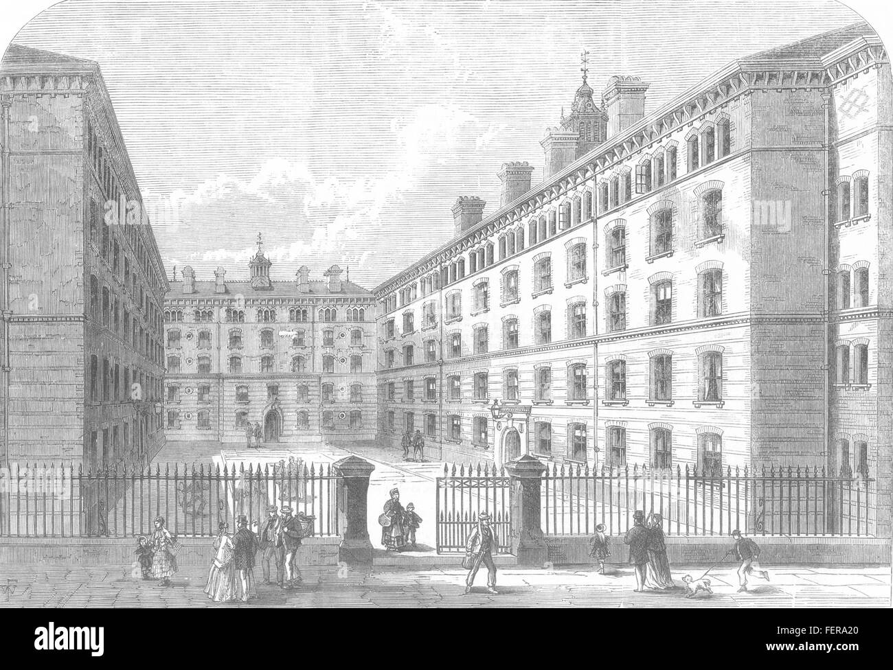 LONDON Peabody-Square, Westminster, für die Behausungen der Armen 1869. Illustrierte London News Stockfoto