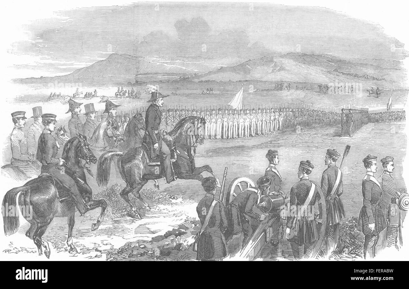 DEVON militärische Übung Roborough Down 1853. Illustrierte London News Stockfoto