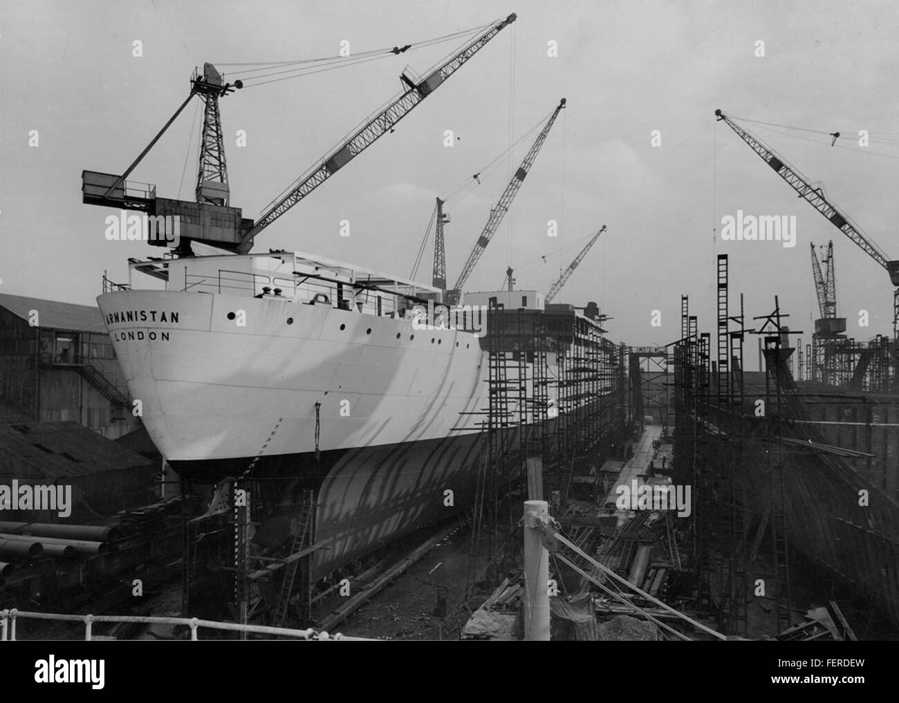 Strengen Blick auf das Frachtschiff "Armanistan" Stern Blick auf das Frachtschiff "Armanistan" Stockfoto