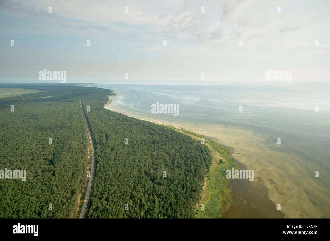 Küste des Golf von Riga im See Engure Naturpark Stockfoto