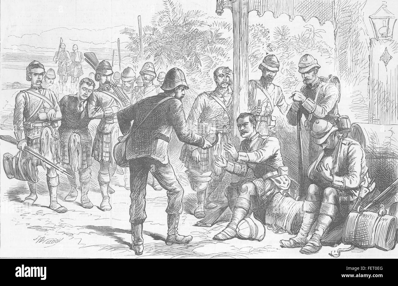 Ägypten verwundeten Soldaten auf dem Weg zum Krankenhaus 1882. Illustrierte London News Stockfoto