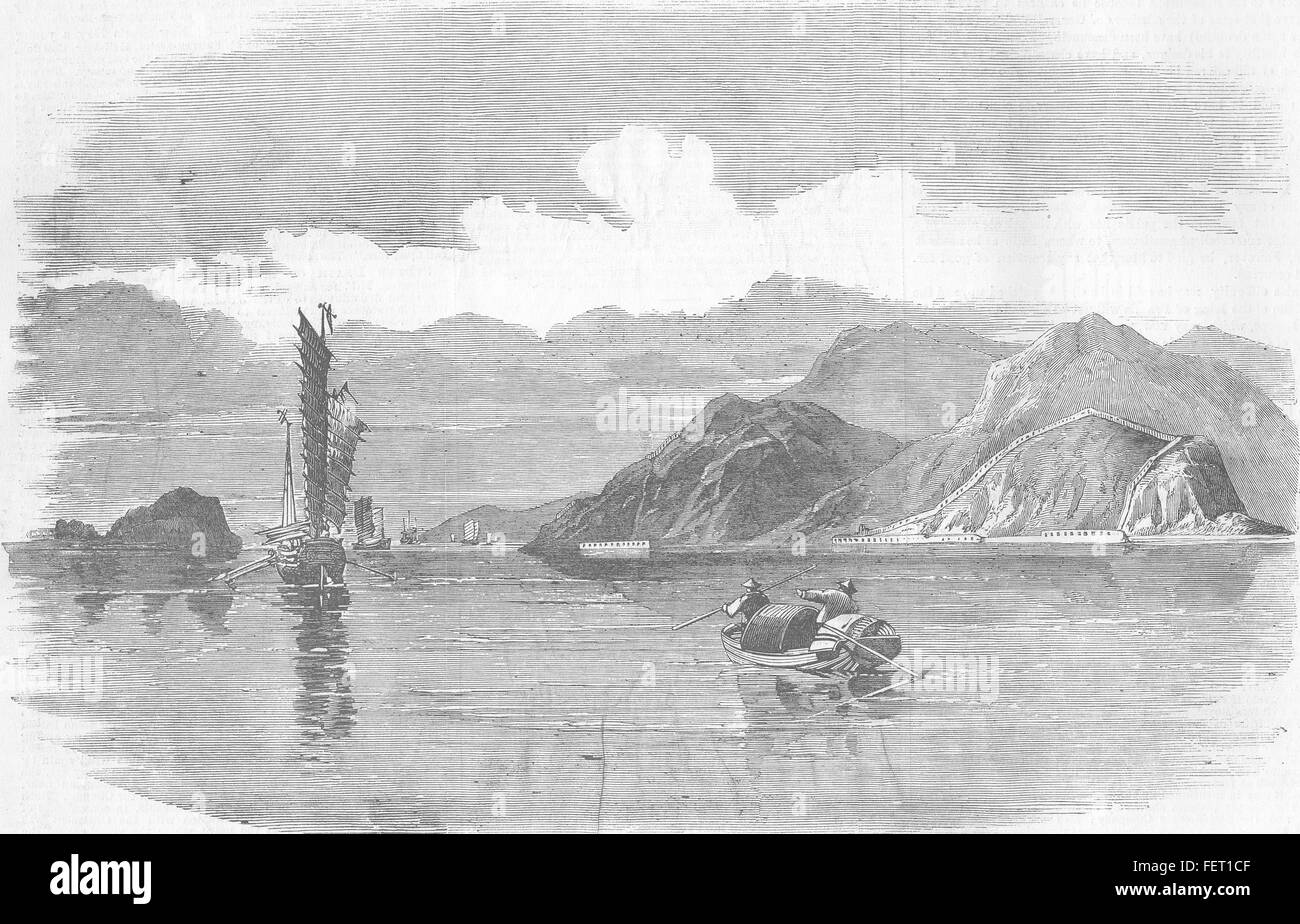 CHINA Bocca Tigris und der Bogue Forts 1857. Illustrierte London News Stockfoto